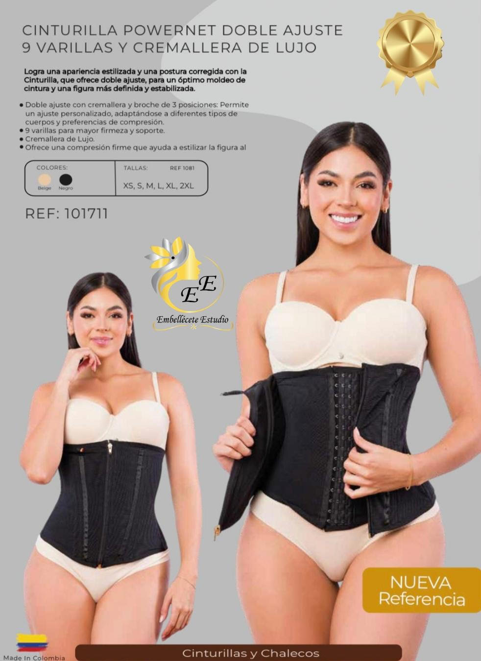 CINTURILLA POWERNET DOBLE AJUSTE 9 VARILLAS Y CREMALLERA DE LUJO