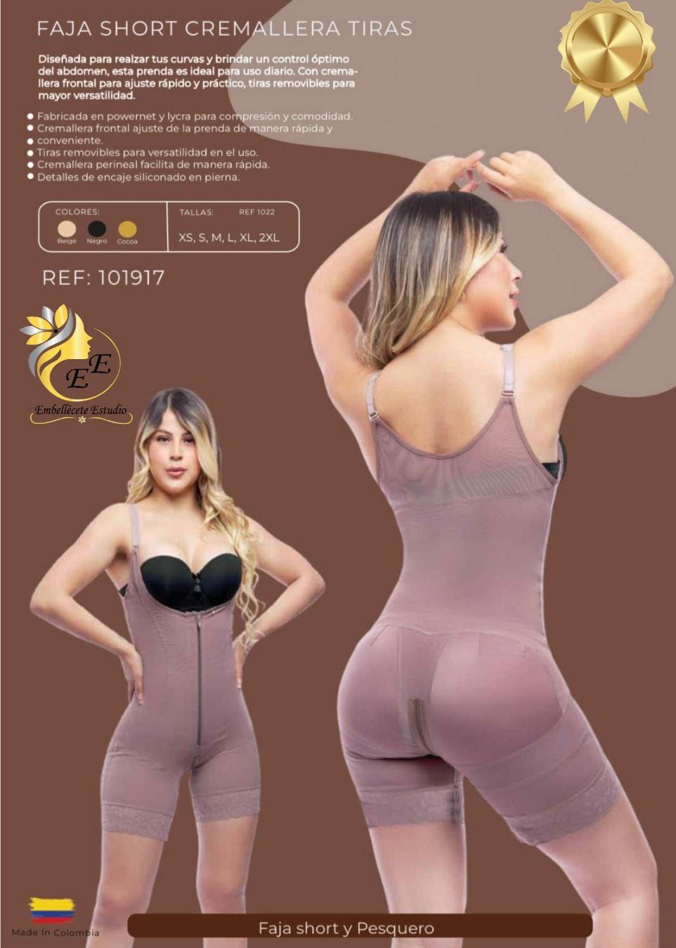 FAJA SHORT CREMALLERA TIRAS